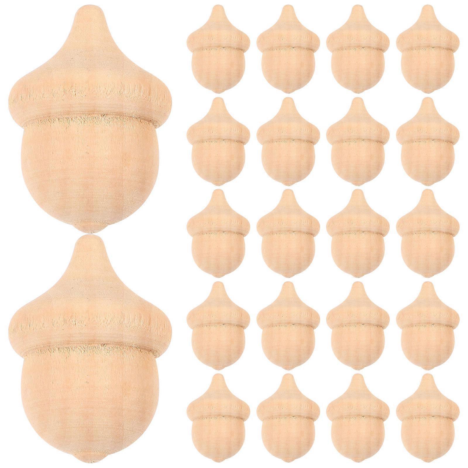 Plain Wood Acorns for Handmade Crafts, Kids Activities, and
