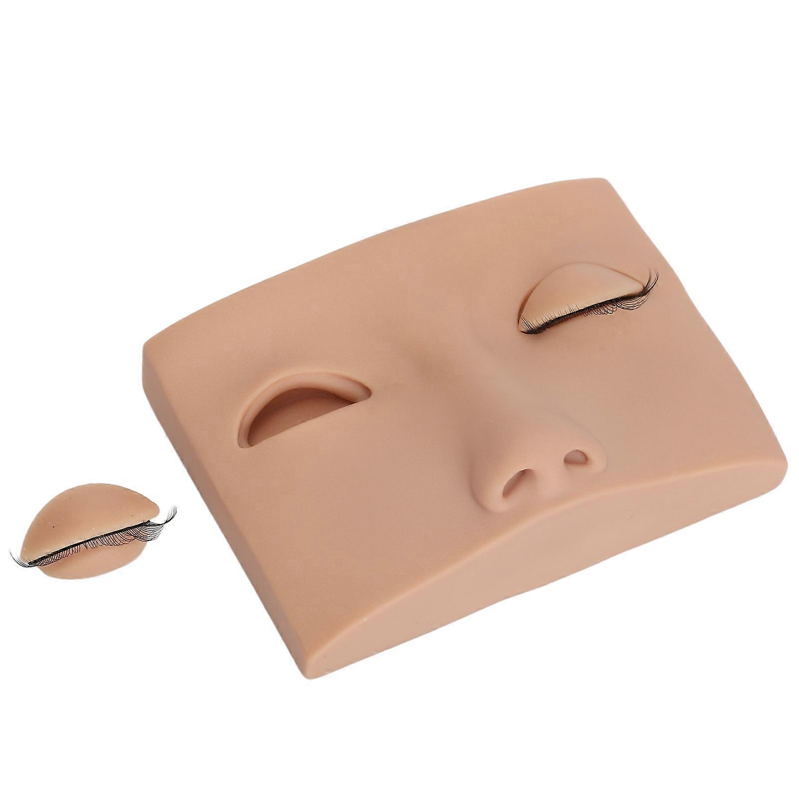 Eyelash Extension Mannequin Head Set Lash Extension Practice Face with 3 Removable Lash Practice Eyelids Skin Color 