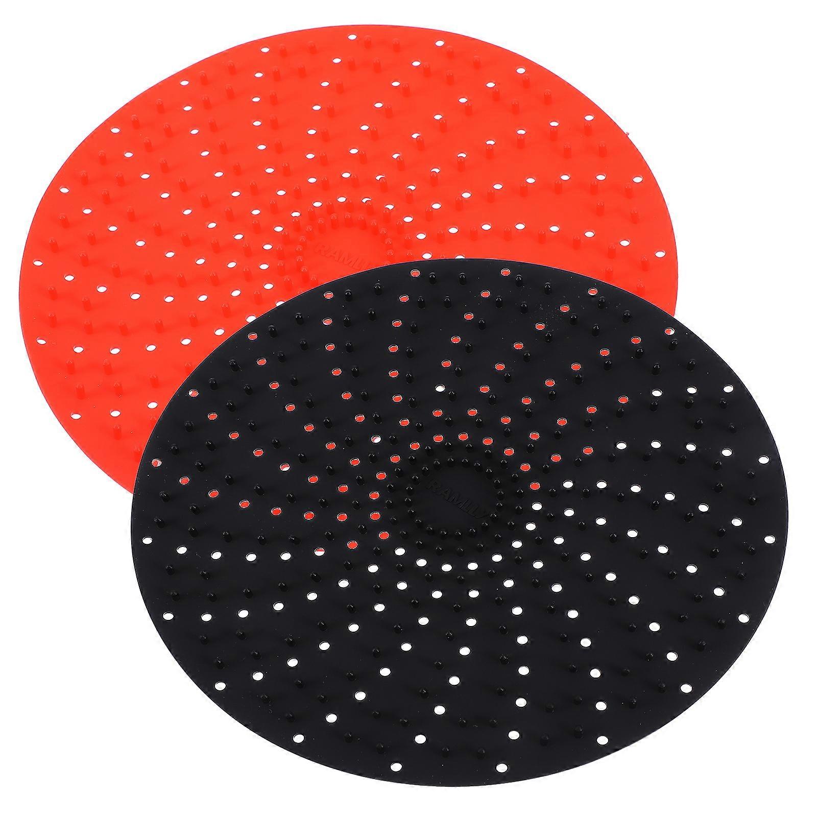 Reusable Silicone Air Fryer Liner for Home with 2pcs Red Mat for Small Tools and BBQ 10.2x7.9 Inch
