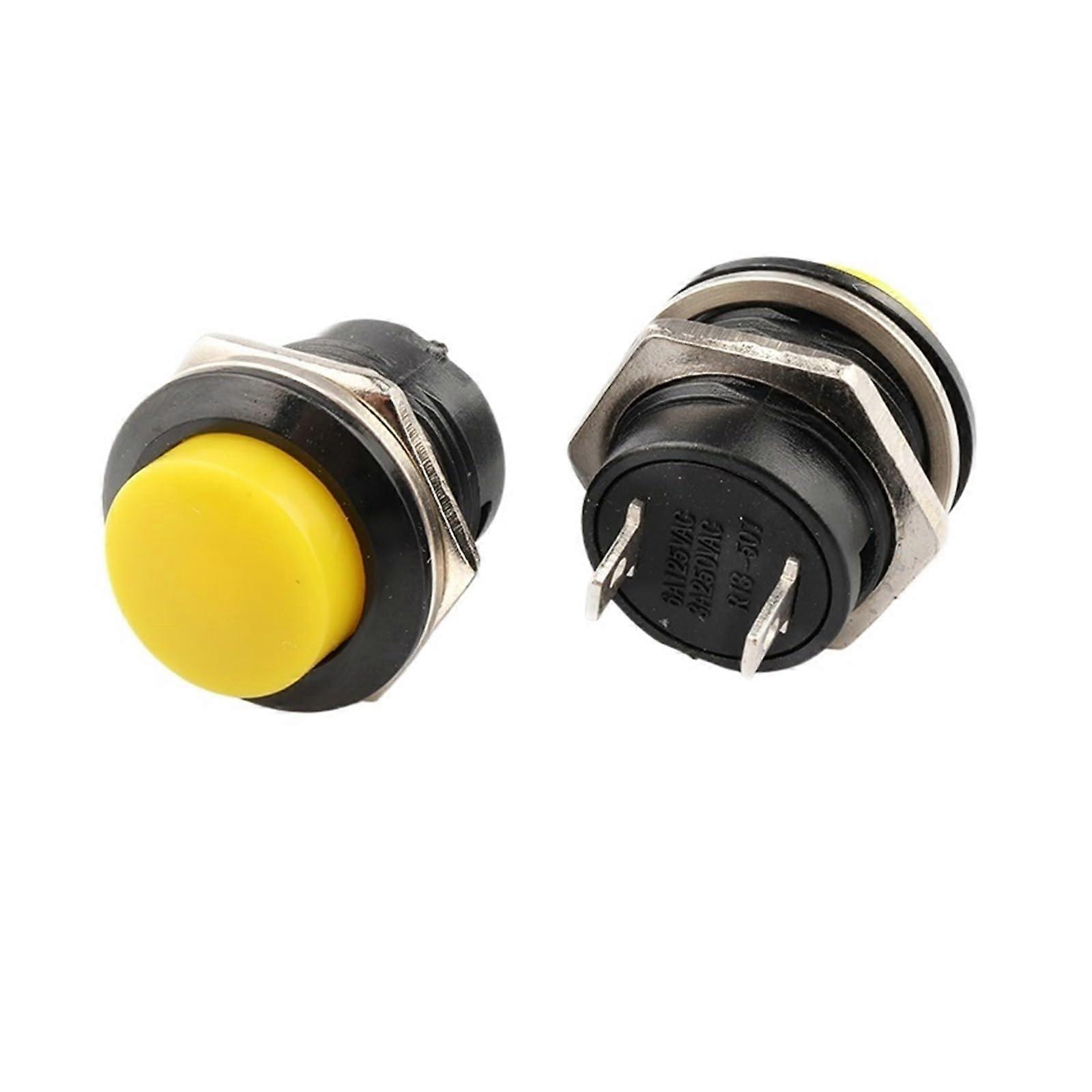 2 pcs R13507 Momentary SPST NO Red Round Cap Push Button Switch AC 6A/125V 3A/250V Red Black Blue Red Yellow White(Yellow) Ref: 1591