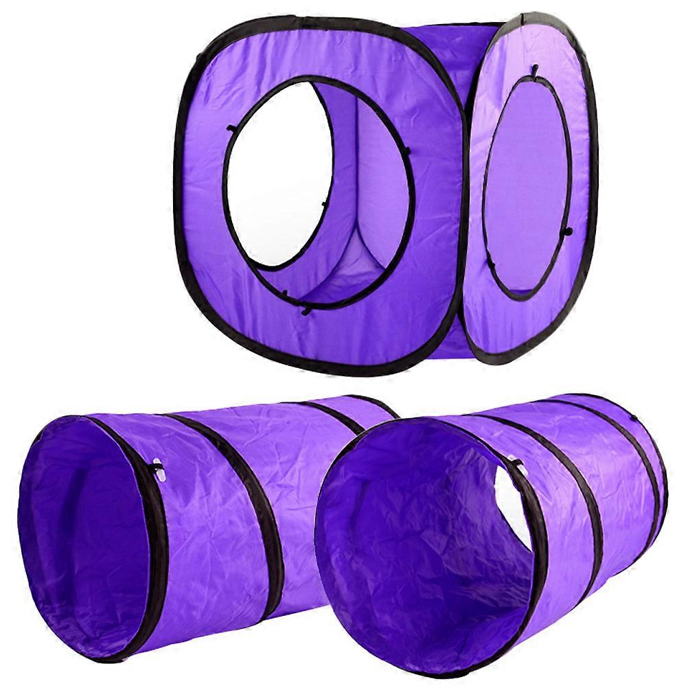 Cat Play Tunnels Portable Collapsible Cat Play Tunnel Tear-Resistant Polyester 3Pcs DIY Combine Shapes