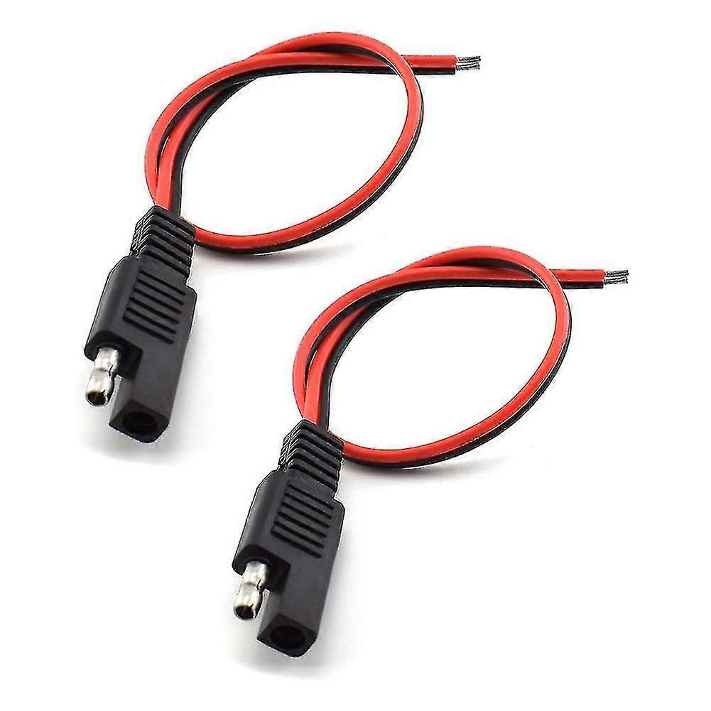 2-Pack 18AWG SAE Extension Cable with 2-Pin Quick Disconnect Plug for Solar Battery Panels, 10A