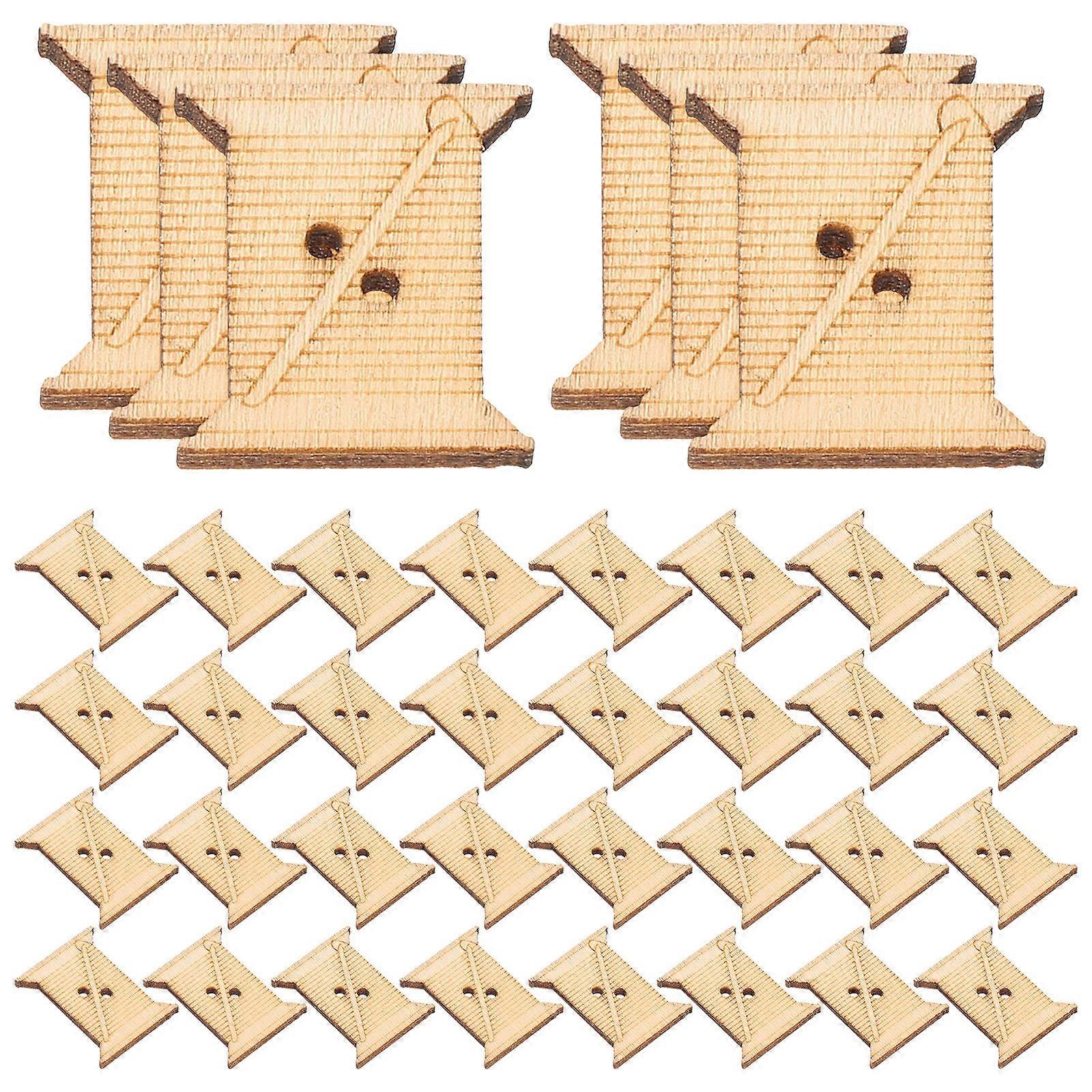 50pcs Wooden Yarn Bobbins for Knitting, Cross Stitch & Weaving – Durable, Lightweight DIY Thread Storage Tools with Slot Design for Craft Projects