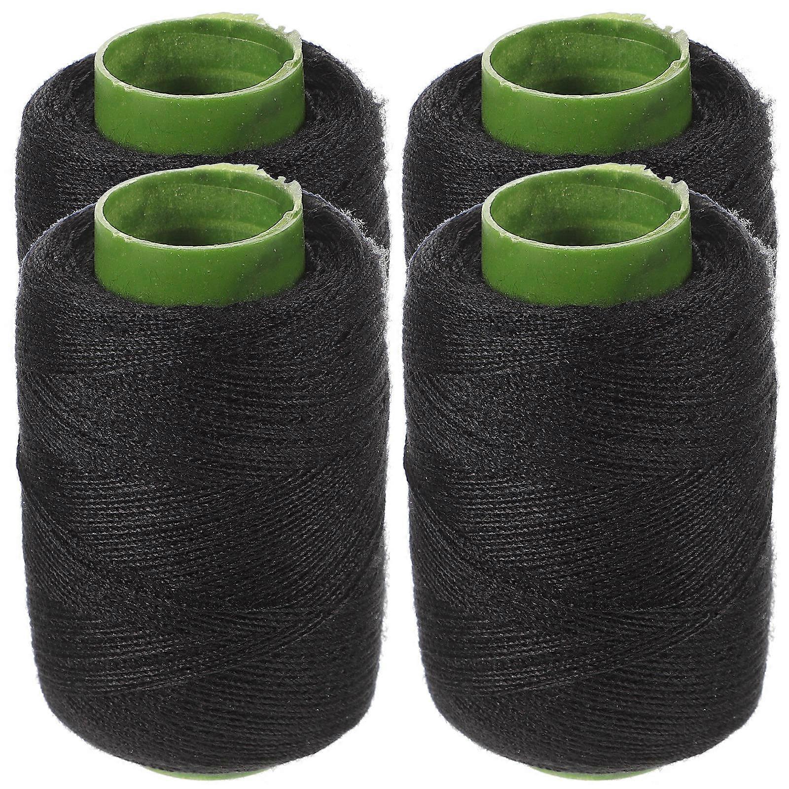 Sewing Threads Polyester Material Tailor Tool for Quilting Upholstery Beading Drapery 4Pcs 300M Roll Black