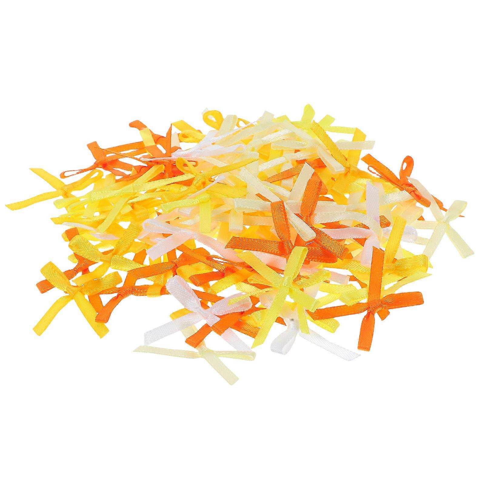 Satin Ribbon Bow Small Craft Bows For Diy Projects Decoration Orange 3.00X2.50X0.40CM Elegant Style 100Set