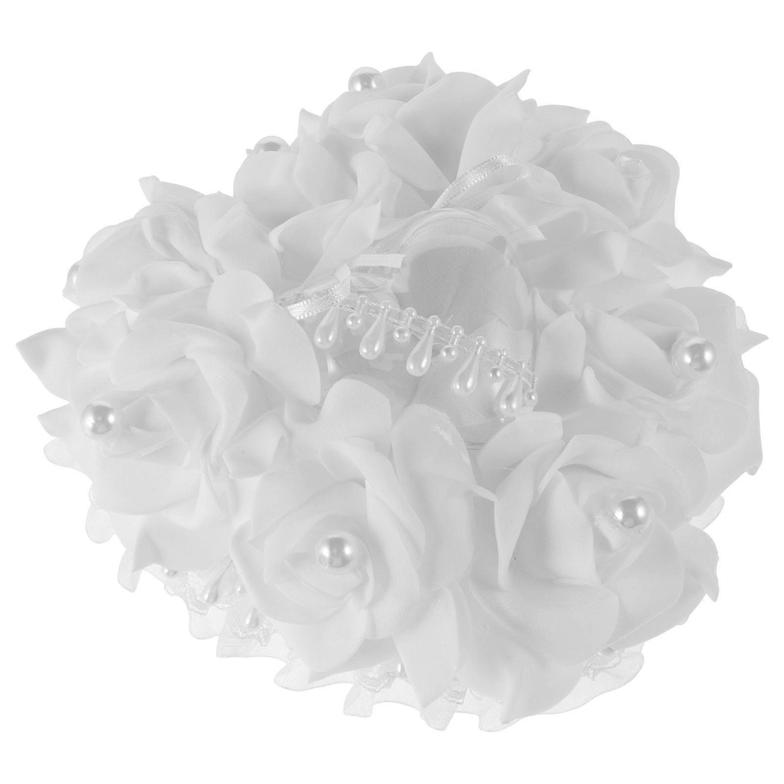 Heart Cushion Pillow Bridal Ring Pillow White 16.00X15.00X2.00CM Plastic Ring Bearer Pillow 1Pcs