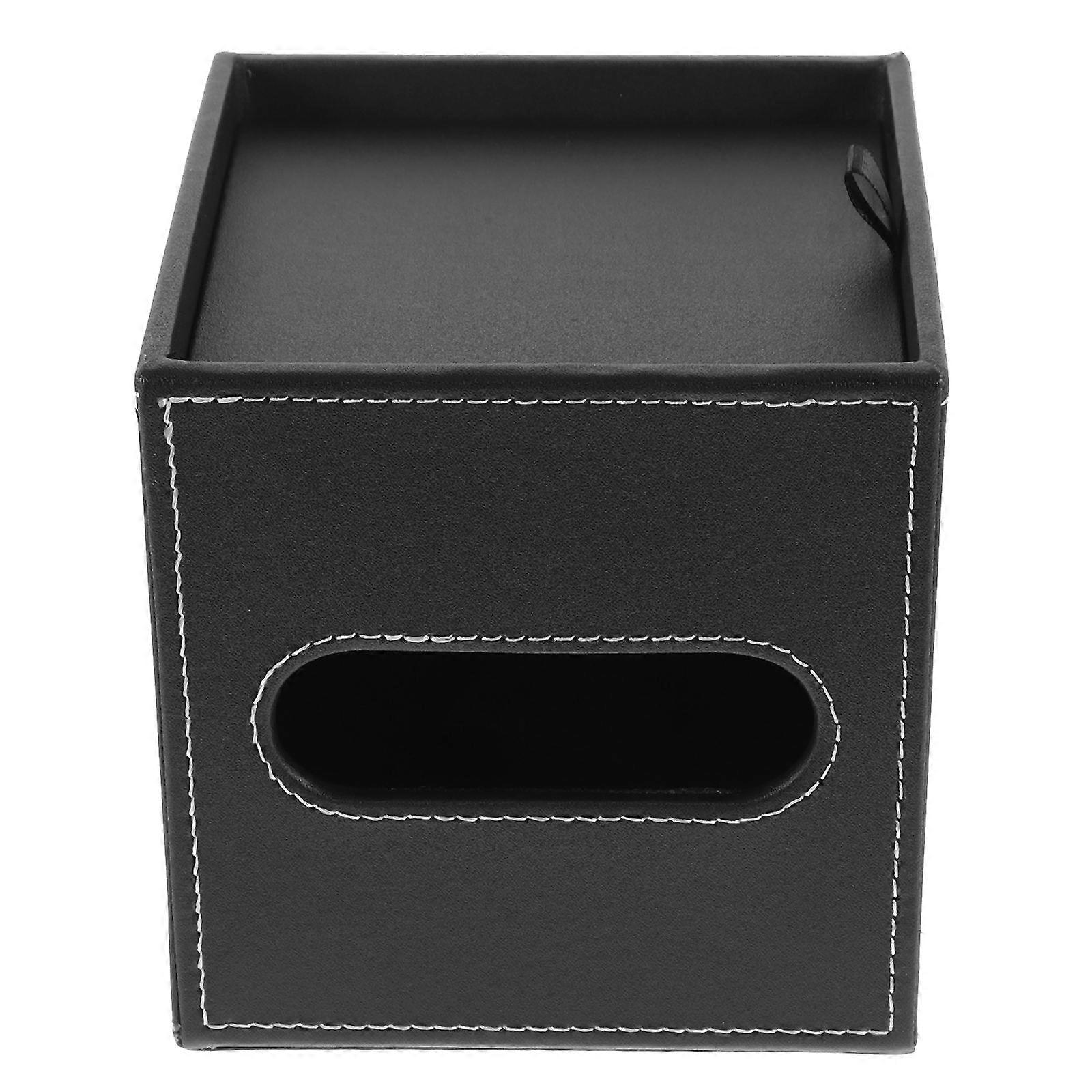 Tissue Box Cover Pu Leather Tissue Box Holder Bathroom Use .00X13.00X13.00cm Roll Paper Storage 1Pack