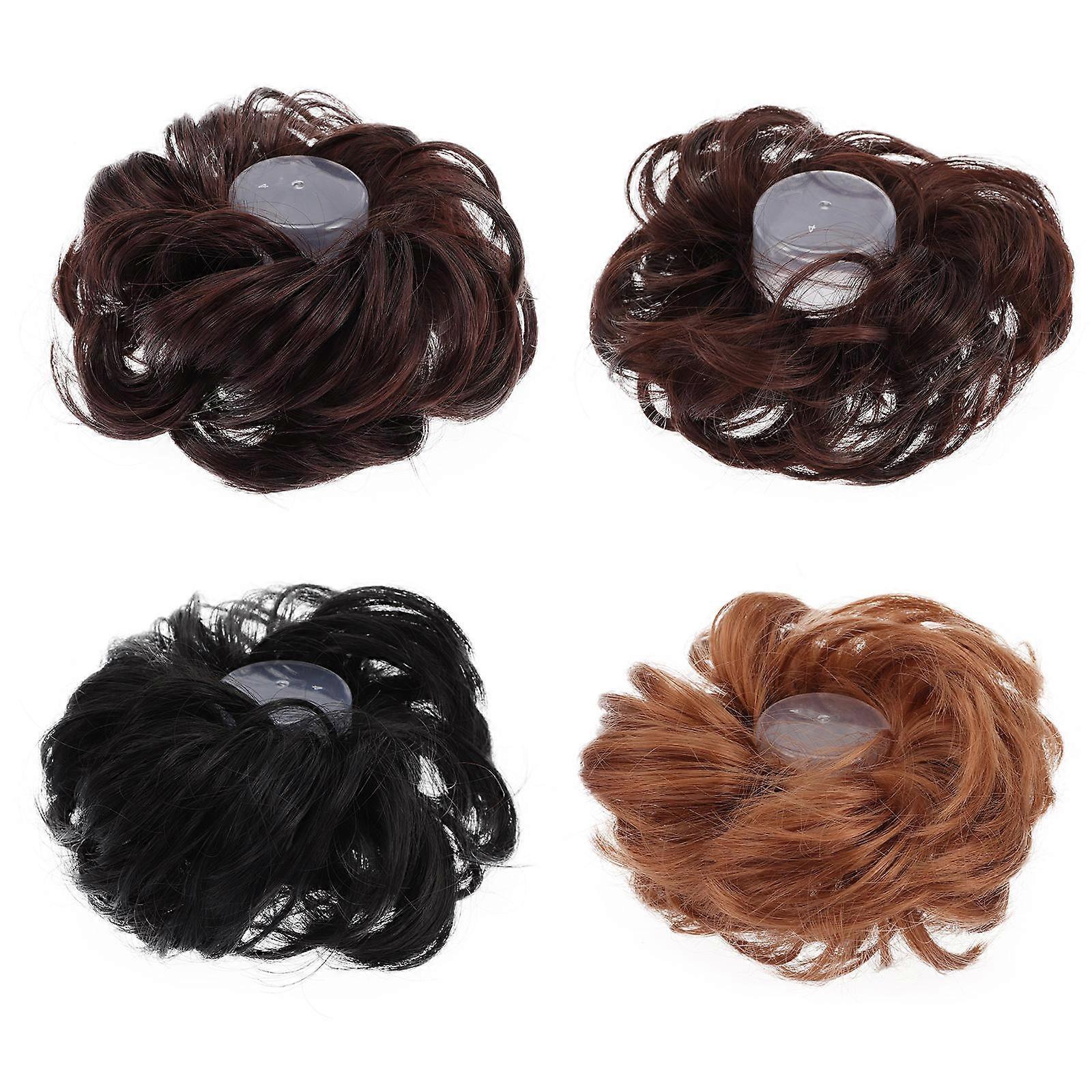 Curly Chignon Hairpiece – 4PCS Messy Bun Extension with Elastic Band for Volume, Perfect for Daily Wear, Weddings & Special Occasions