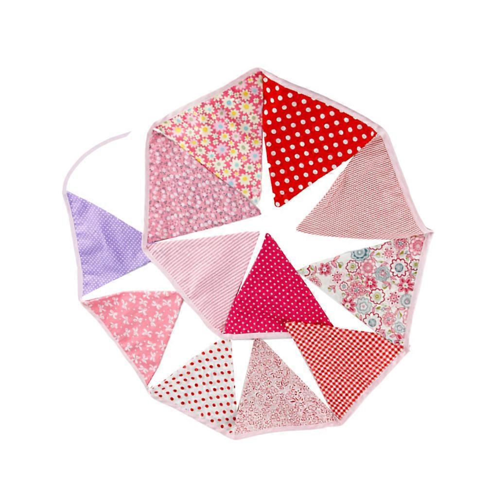Party Banner Decorations Triangle Bunting Floral Hanging Multi Colored 320x17x0.2cm 1Set