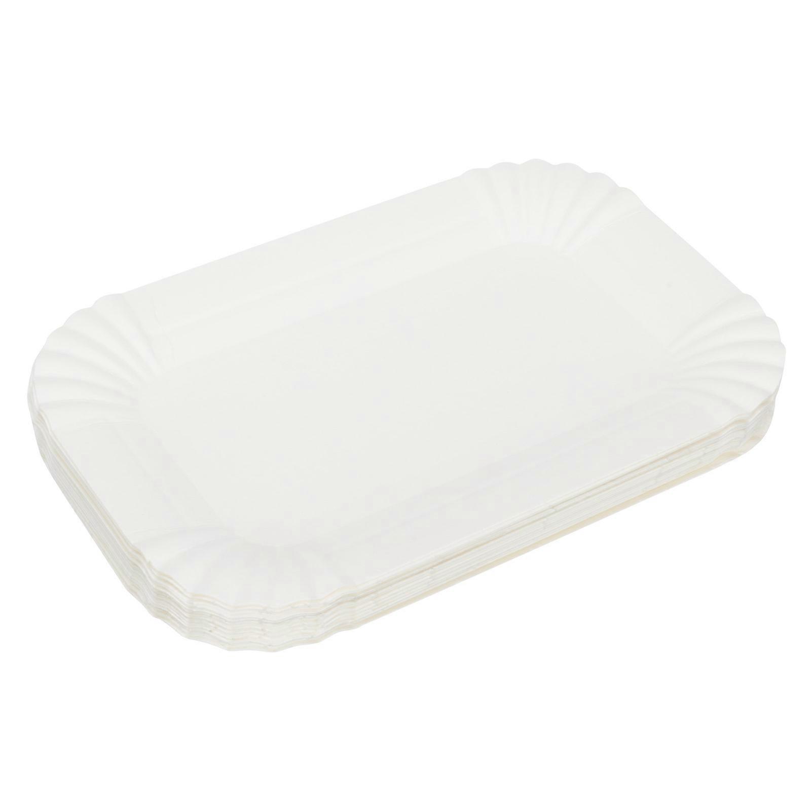 Platters Dessert Cake Rectangular Simple Design White 16x10.5cm 100Pcs
