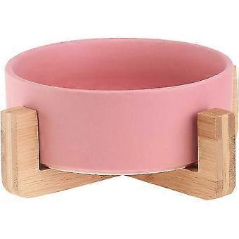 Ceramic Pet Bowls with Bamboo Stand - for Dogs and Cats