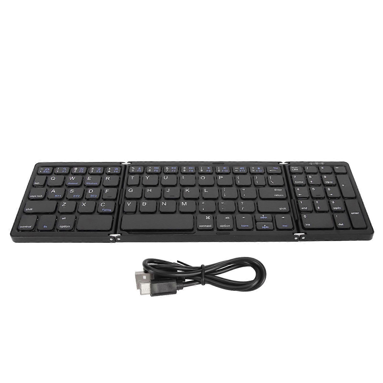 Tri-fold Bluetooth Keyboard, Multi-Device Connection, Wireless Keyboard for Laptop, Tablet, Phone, Black
