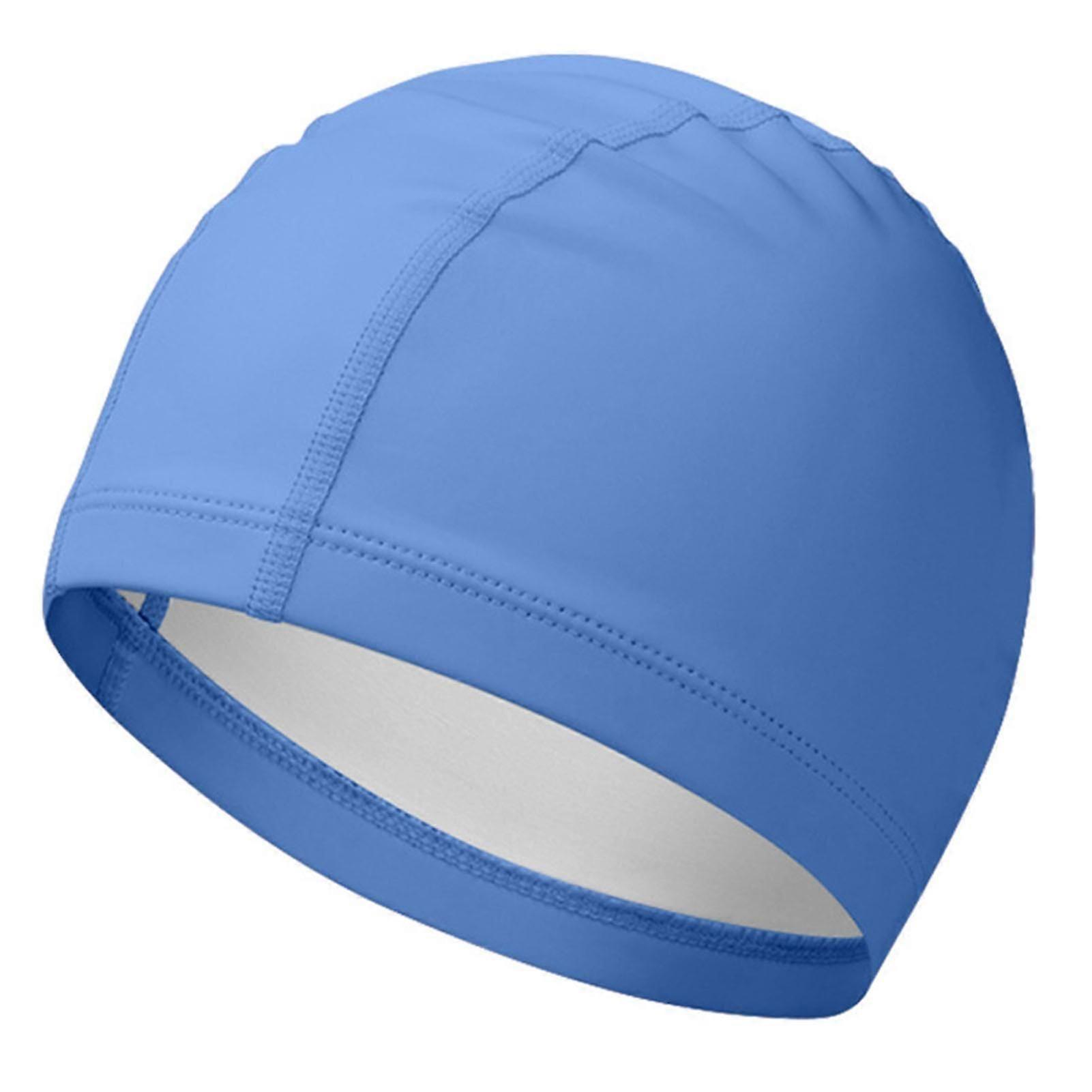 Swim Cap Soft Comfortable Waterproof High Elasticity Universal PU Bathing Cap for Adults Blue