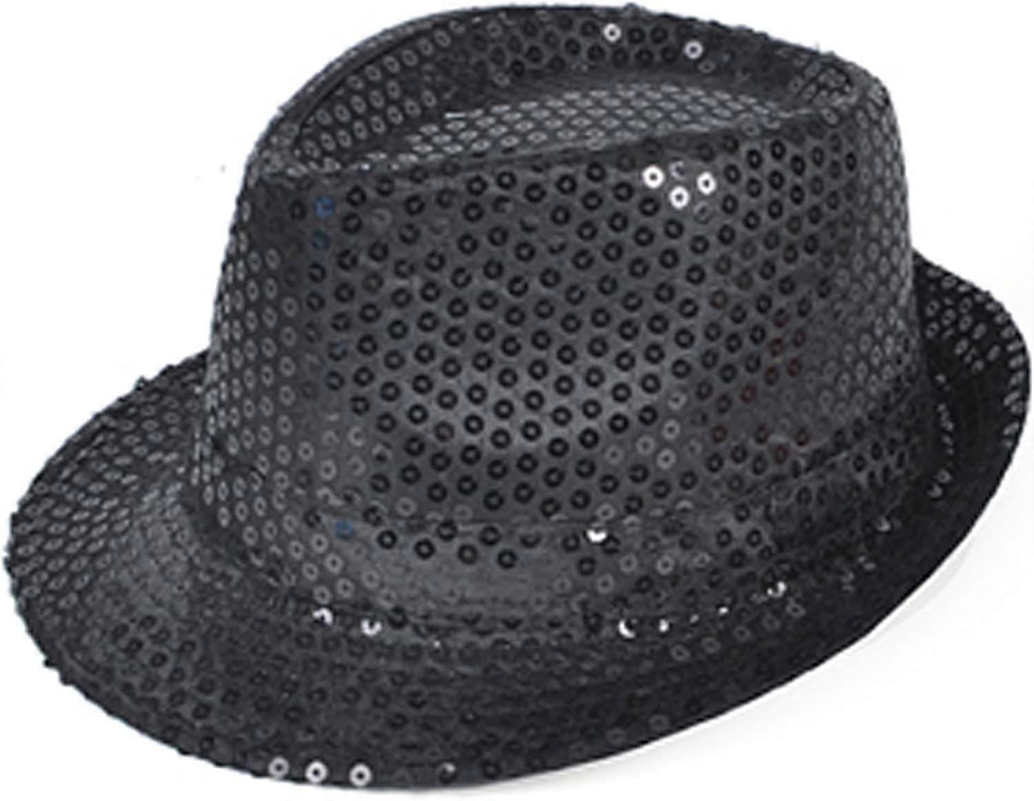 Pailletten Fedora Hat (zwart) - -