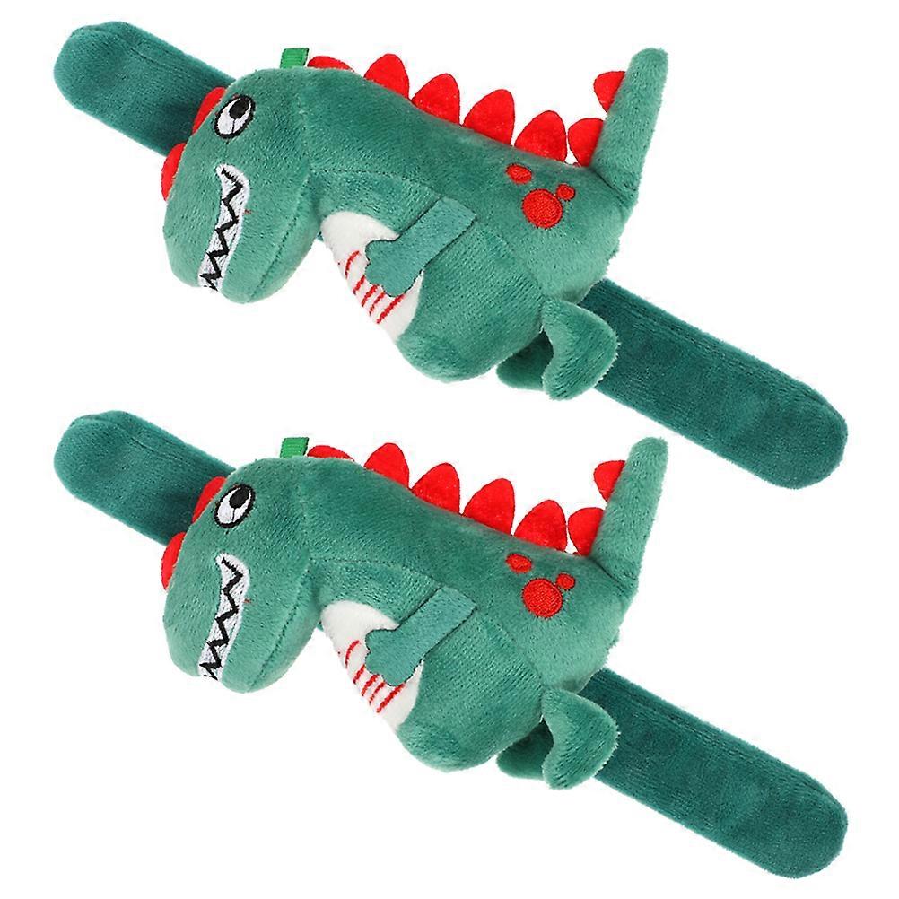 Childrens Snap Bracelets Plush Dinosaur Slap Wristbands Party Favor present Bag Filler 2Pcs