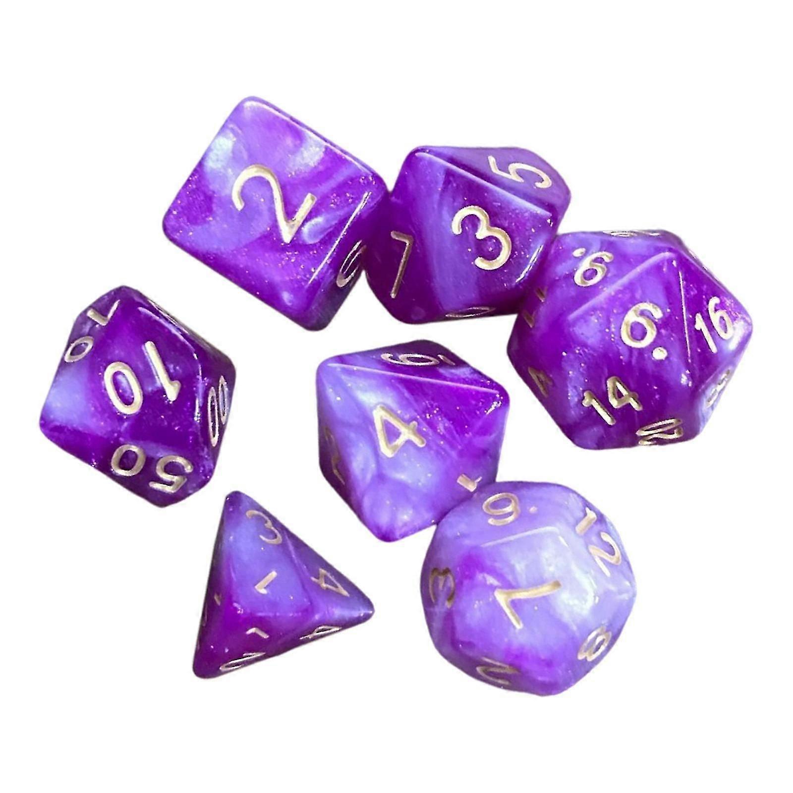7x Polyhedral Dice Astrological Divination Dice Party Game Dice Game for Bar purple and white