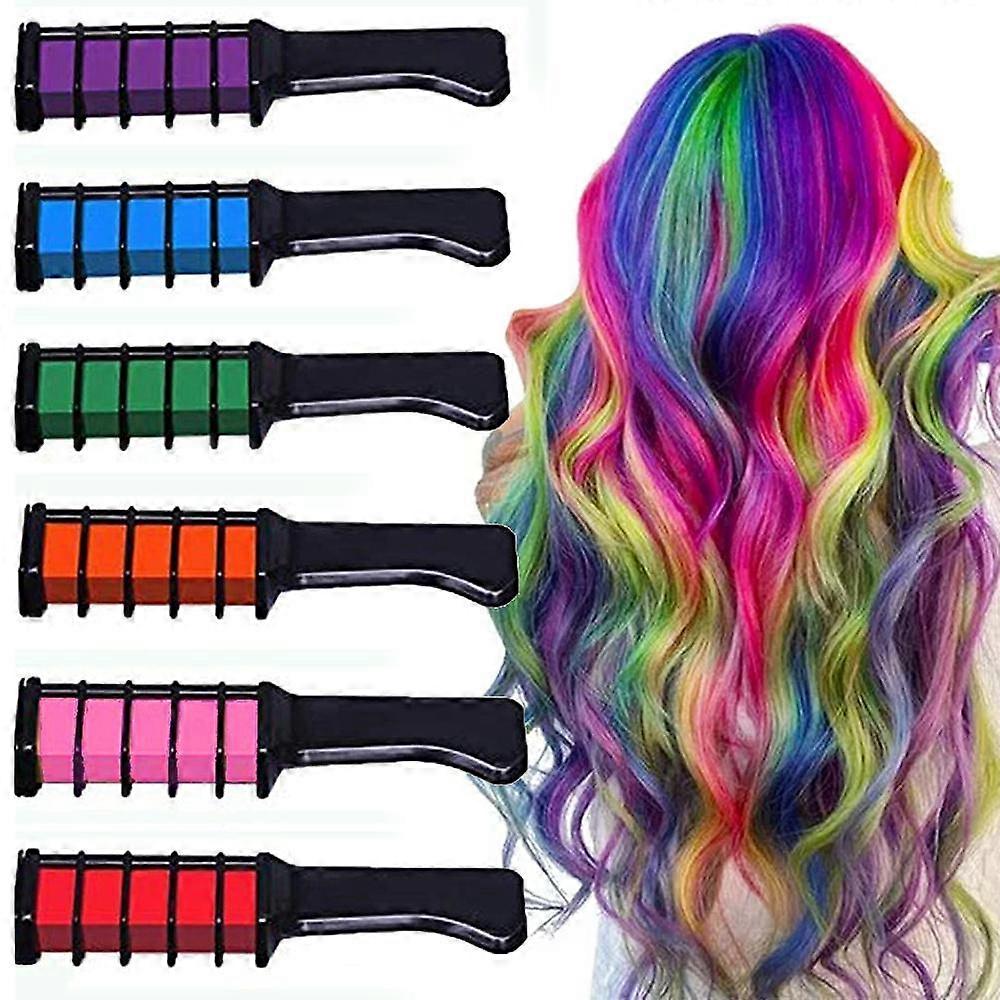 6-pack Chalk comb/hair chalks, temporary hair color, multicolor.