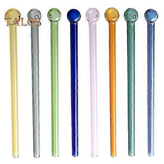 8Pcs Borosilicate Glass Straws Reusable Smoothie Straws Easy to Clean Colored Glass Drinking Straws for Milkshake Juice Drinking