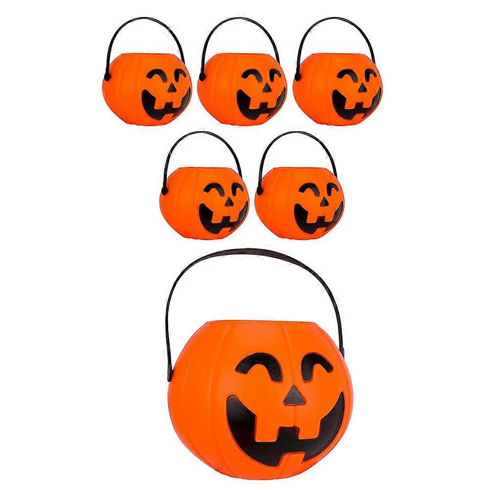 Halloween Pumpkin Candy Buckets for Daily Use Assorted Color 7.00X7.00X7.00cm Candy Storage 6Pcs