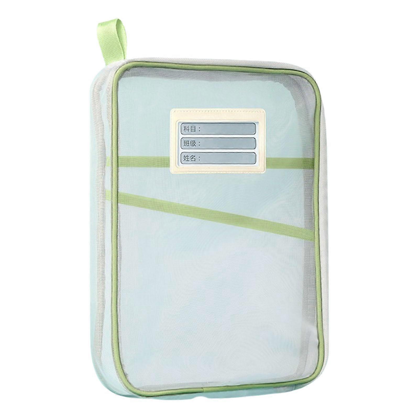 Space Saving Book Storage Bag Document Organizer Stylish Double Zippers File Folder for Students Green
