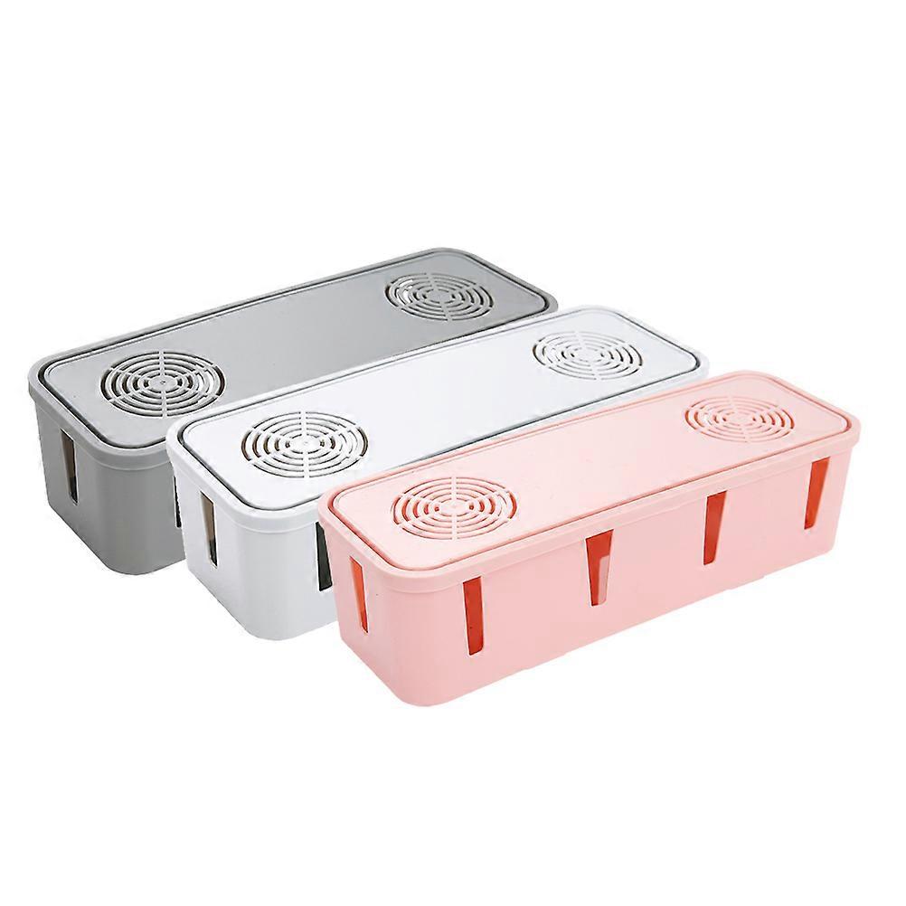Cable Organizer Desk Wire Organiser Rectangular Grey Cord Management Box For Office Desk 3Pcs