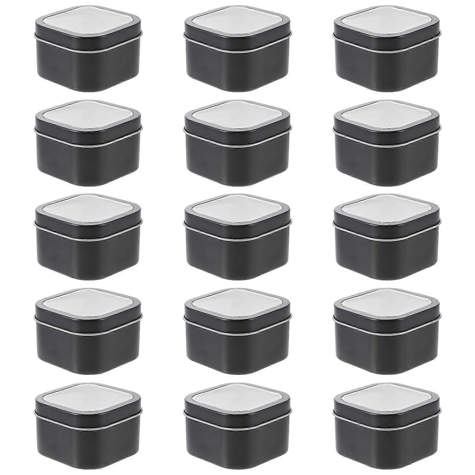 Empty Candle Jars For Making Candles Square Tin Containers Diy Enthusiasts Storage Needs Black 7.7x7.7x5cm 15Pack