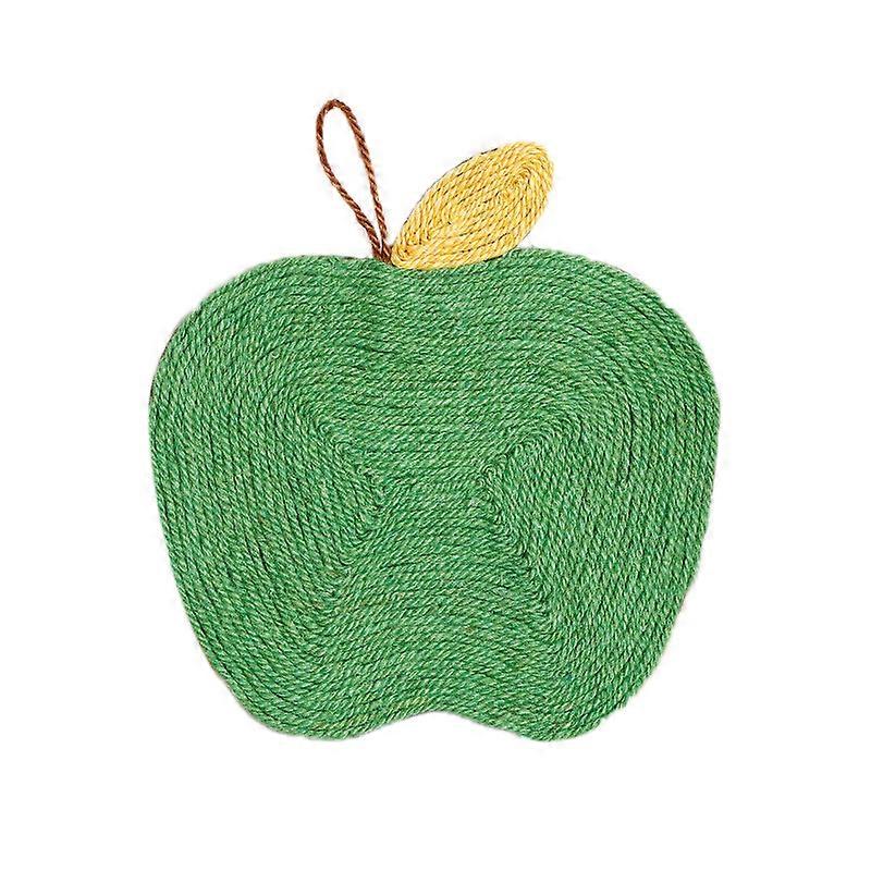 Cat Scratcher Pad Sisal Material Wearproof Large Space Cute Shape Cat Scratching Mat for Pet Cat Green Apple