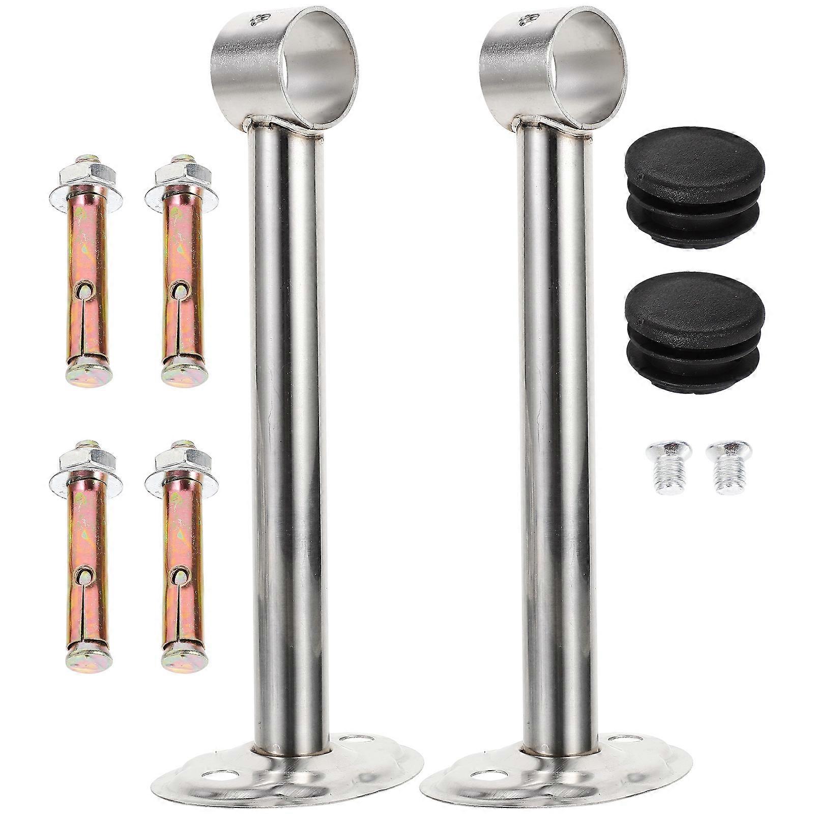 Stainless Steel Clothes Rod Socket Wardrobe Pipe Bracket Wall Mounted Support for Curtain Holder Easy Installation Long Term Use Random Color