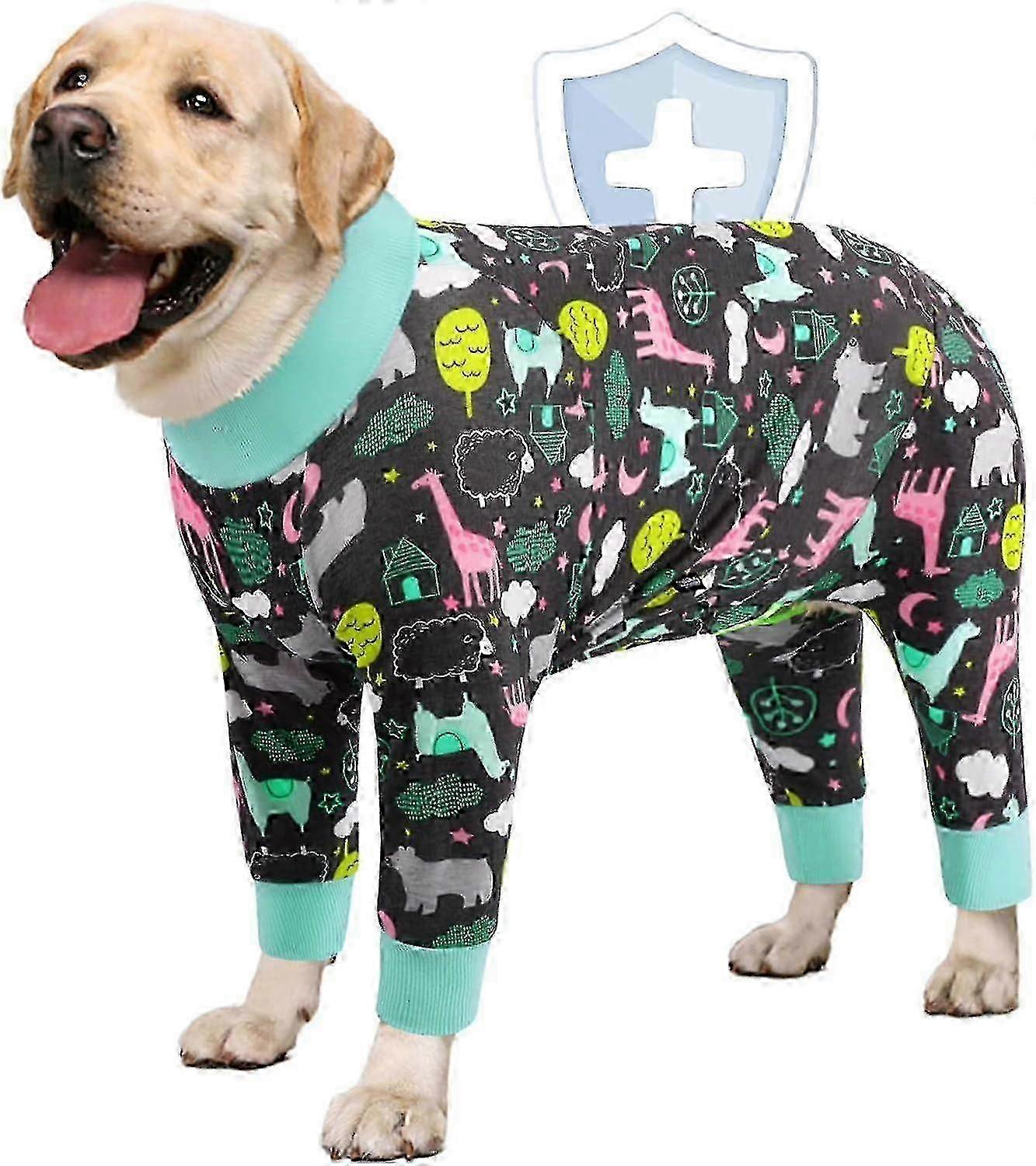 Orta Büyük Köpekler İçin Ameliyat Sonrası Köpek Kurtarma Kıyafeti, Ameliyat Sonrası Gömleği, Dinozor Kamuflajlı Pijama Tulumu-2XL