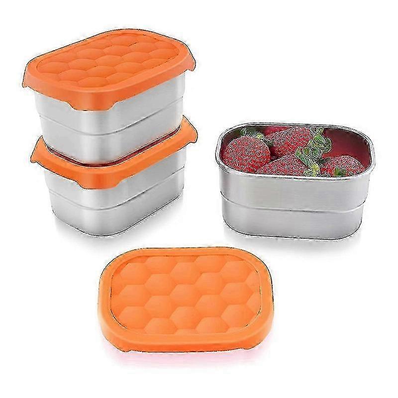 Stainless Steel Snack Containers for Kids Easy Open Leak Proof Small Food Containers with Silicone Lids 3pcs