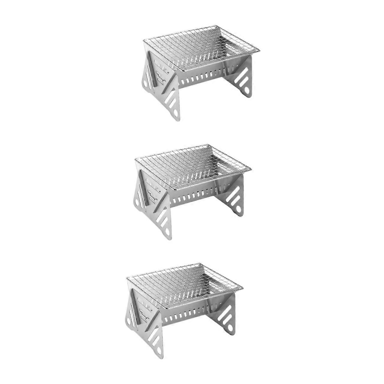 Folding Grill Stainless Silver Camping Cookware