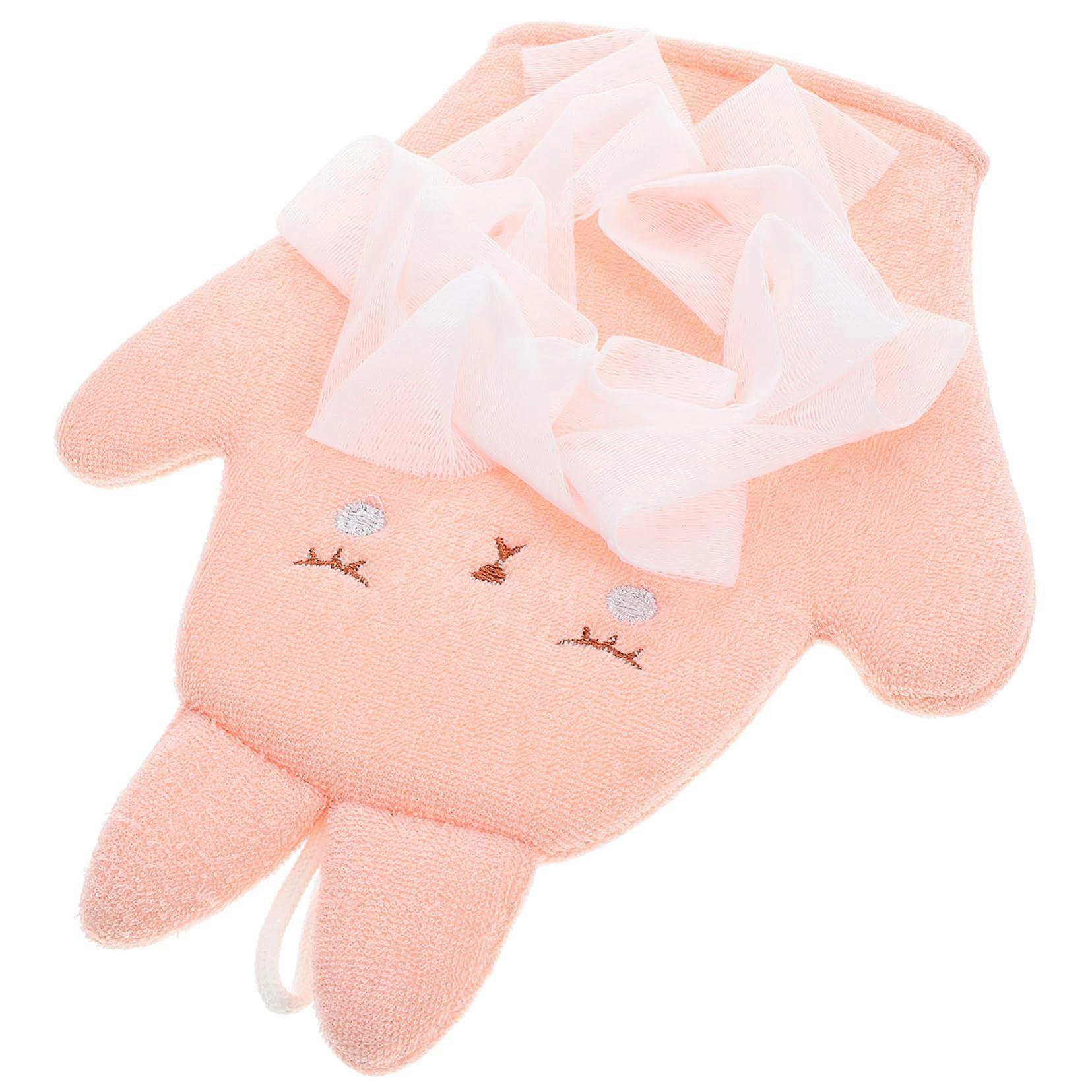 Peeling Handschuhe Doppelseitig Badehandschuh Rosa Waschlappen für Kleinkind Baby Neugeborene Badeschrubber 2er Set