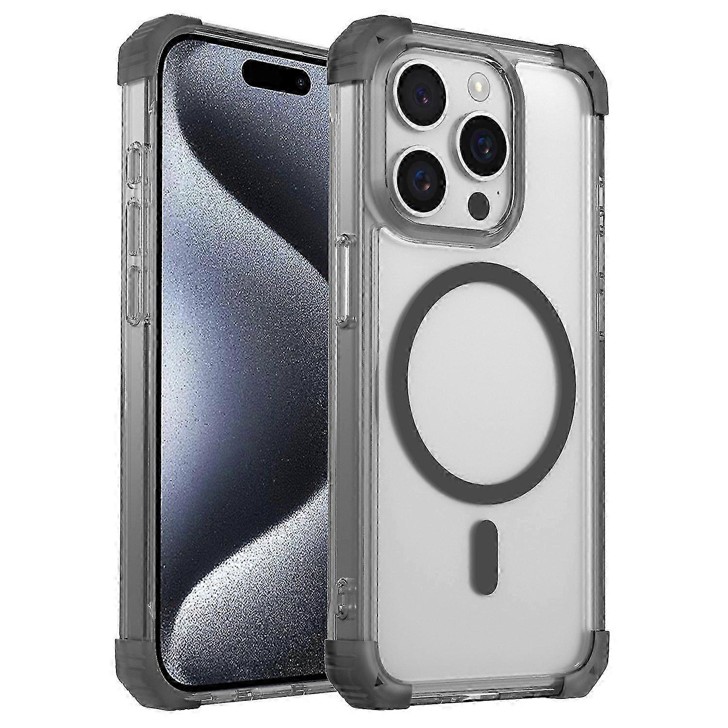 Clear TPU+PC Hybrid Drop-proof Phone Case for Compatible with MagSafe Devices