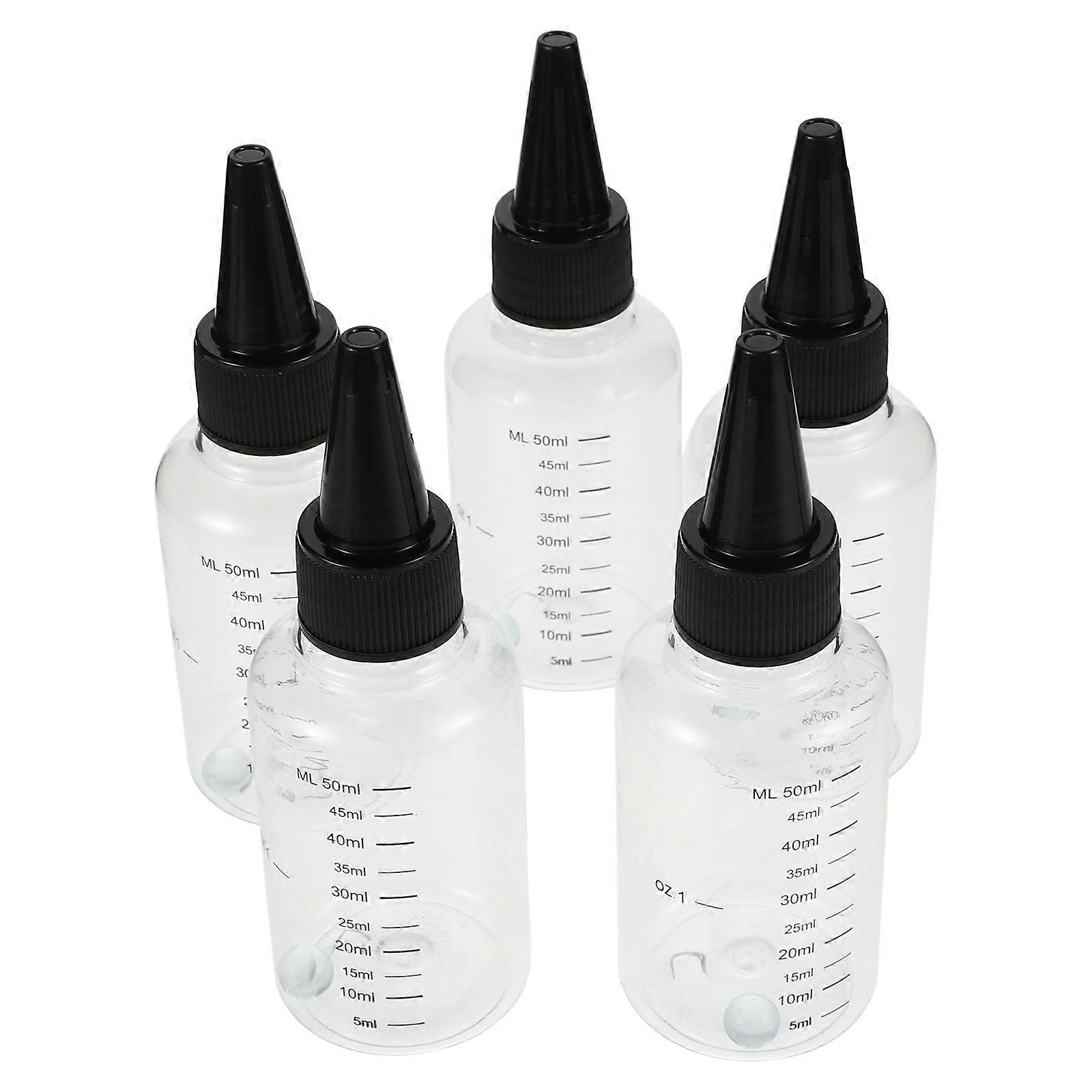5pcs Transparent Plastic Squeeze Bottles with Fine Tip Nozzle for Precise Liquid Dispensing – Ideal for Paint, Oils and Crafts