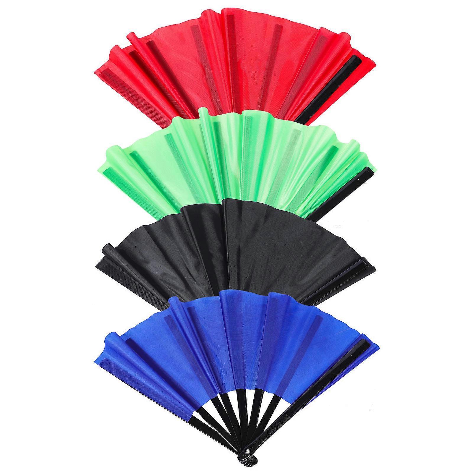 Convenient Folding Fan Kung Fu Dancing Fan Nylon Material Home Decoration For Group Performance 4Pcs