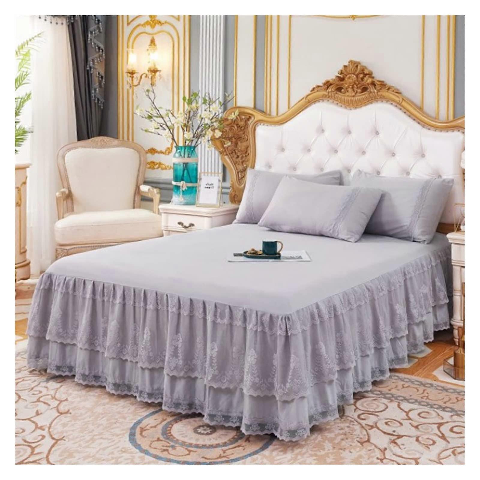 Retro Bed Linen with Skirt (Light Grey, 150x200x45cm)