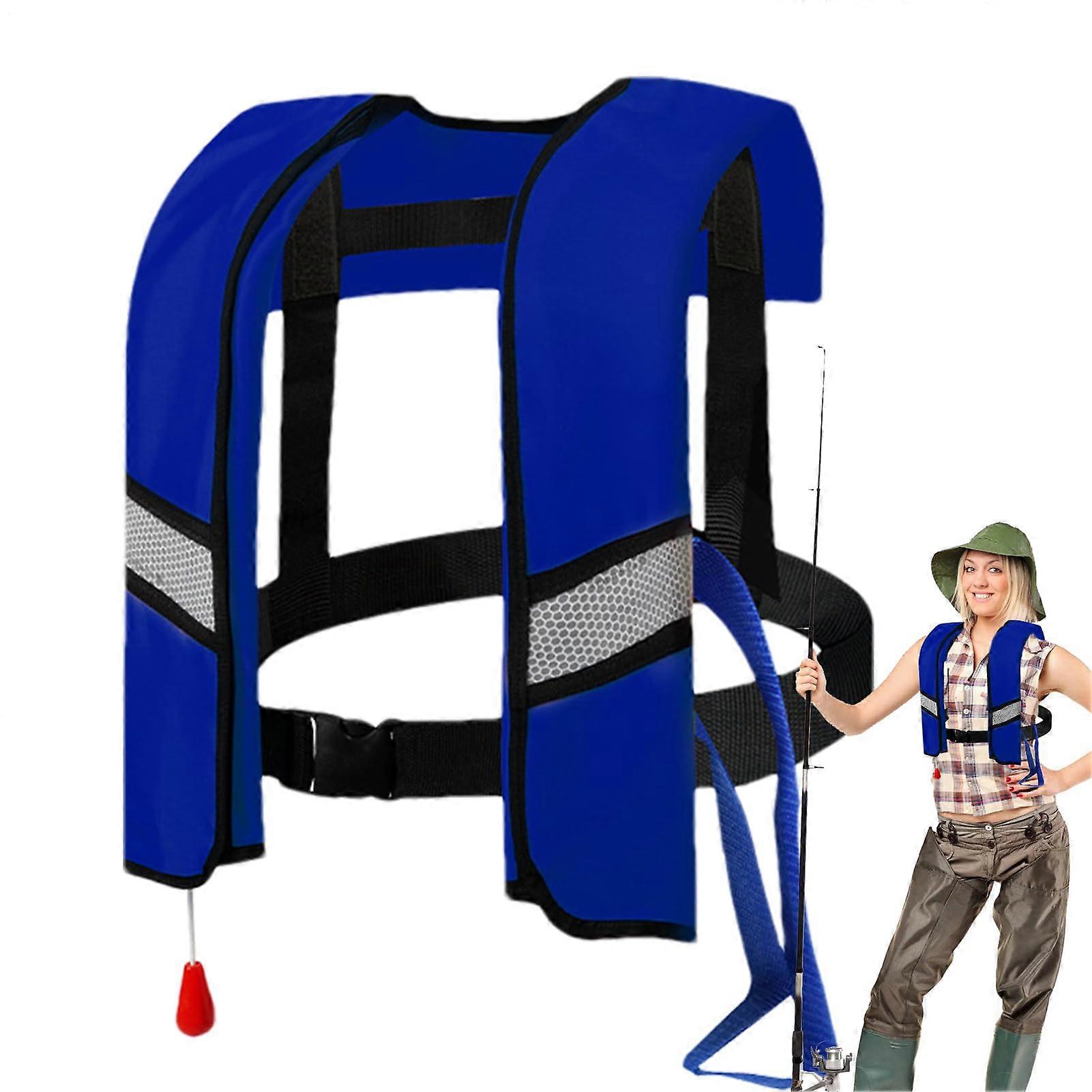 Kayak Life Jacket, Adult Vest for Swimming, Snorkeling, Automatic Inflation Blue