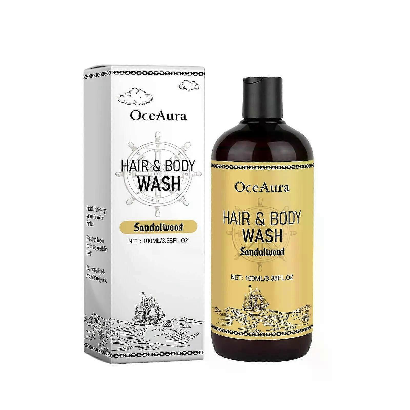 100ml Sandalwood 2 in 1 Hair & Body Wash for All Skin Types - Moisturizing, Gentle Cleansing with Aloe Vera & Coconut Extract