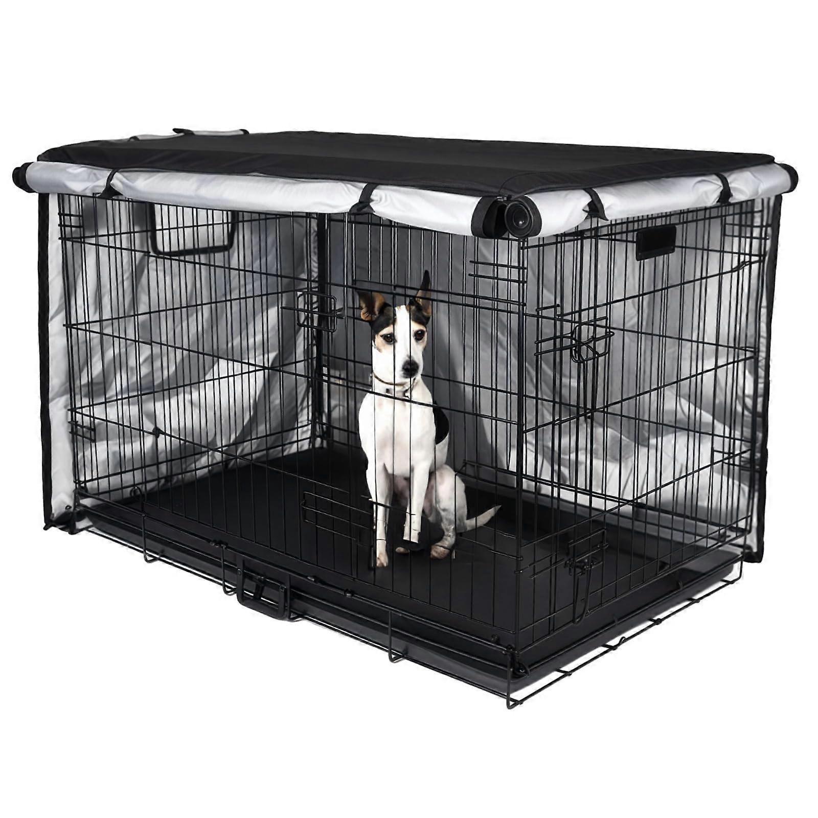 Waterproof Oxford dog crate cover for 91.4 cm large crates, sturdy cage privacy screen with ventilation slits and dual access