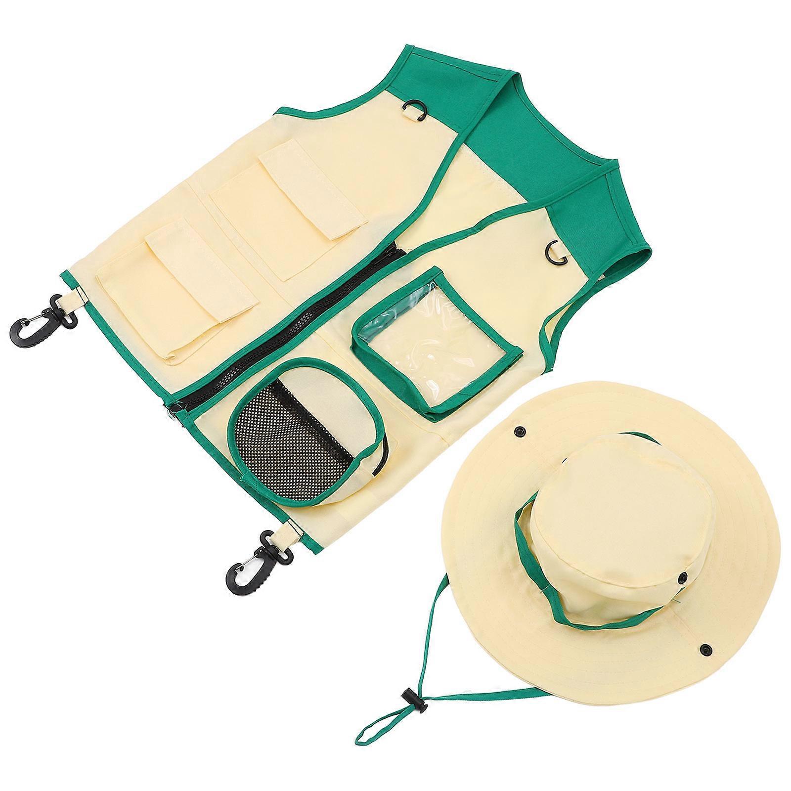 Explorer Vest and Hat Set for Lightweight Comfortable Outdoor Adventure Role Play Outfit – Ideal for Camping, Insect Exploration, and Costume Use
