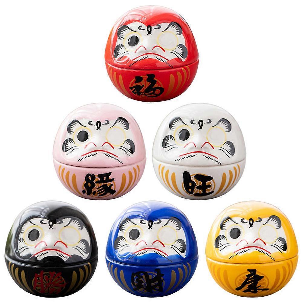Miniature Figurines Desktop Ornaments New Year Celebration 6Pcs Ceramic Material Tumbler Shape Adorable Statue