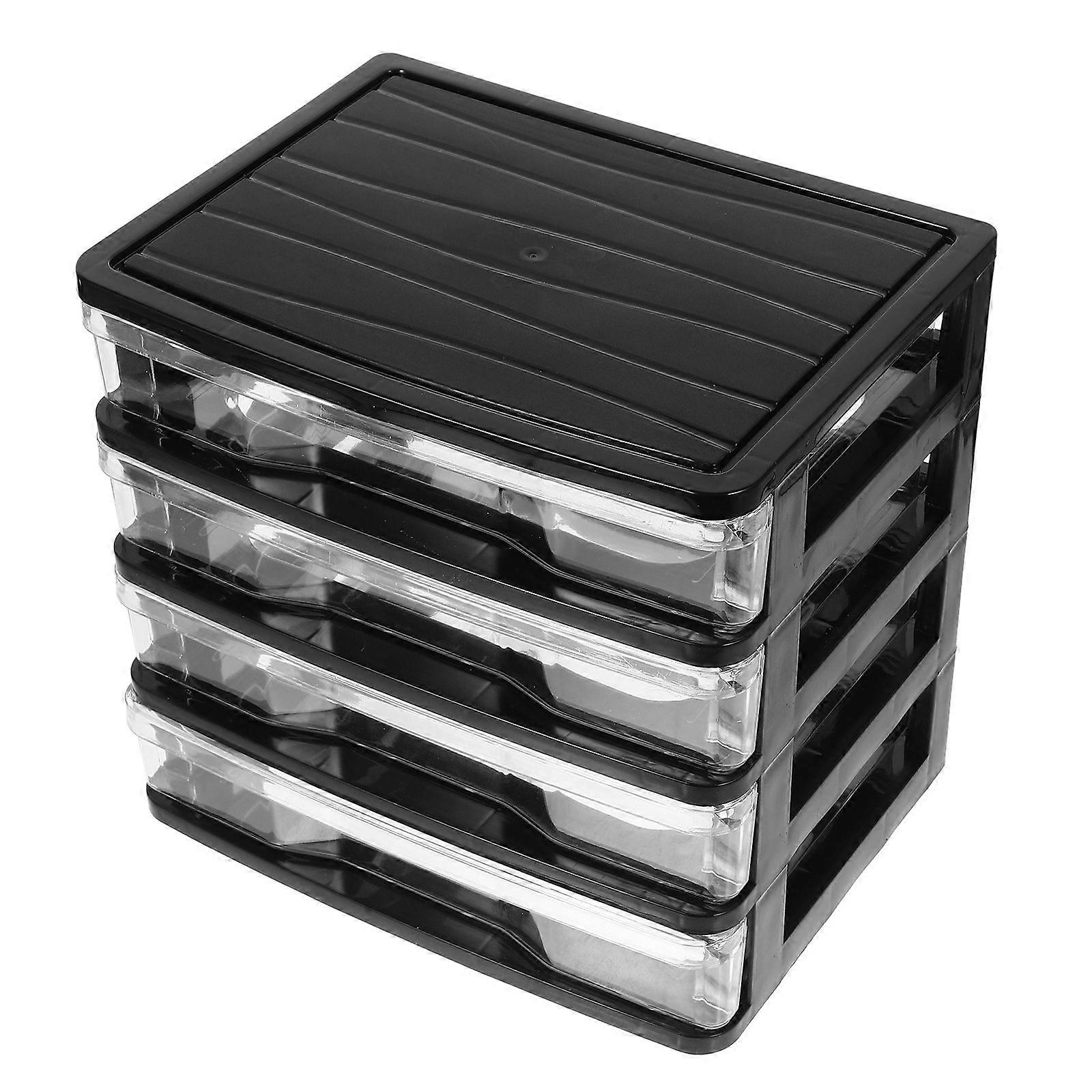 Black Desktop Drawer Storage Organizer Makeup Holder 2pcs PP