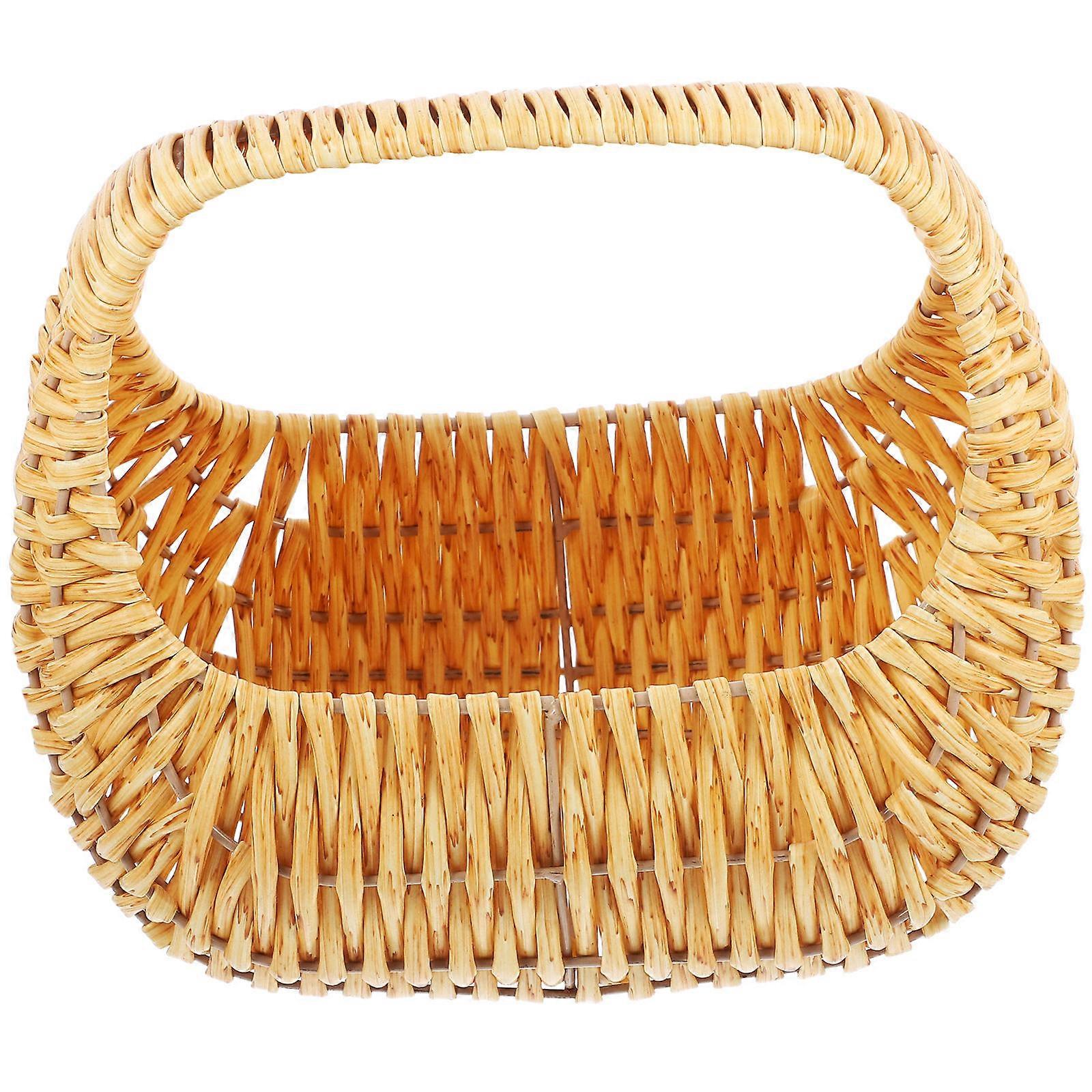 Small Handheld Basket Woven Texture Wedding Candy Storage Simple Design 28.00X23.50X16.00CM 1Pcs
