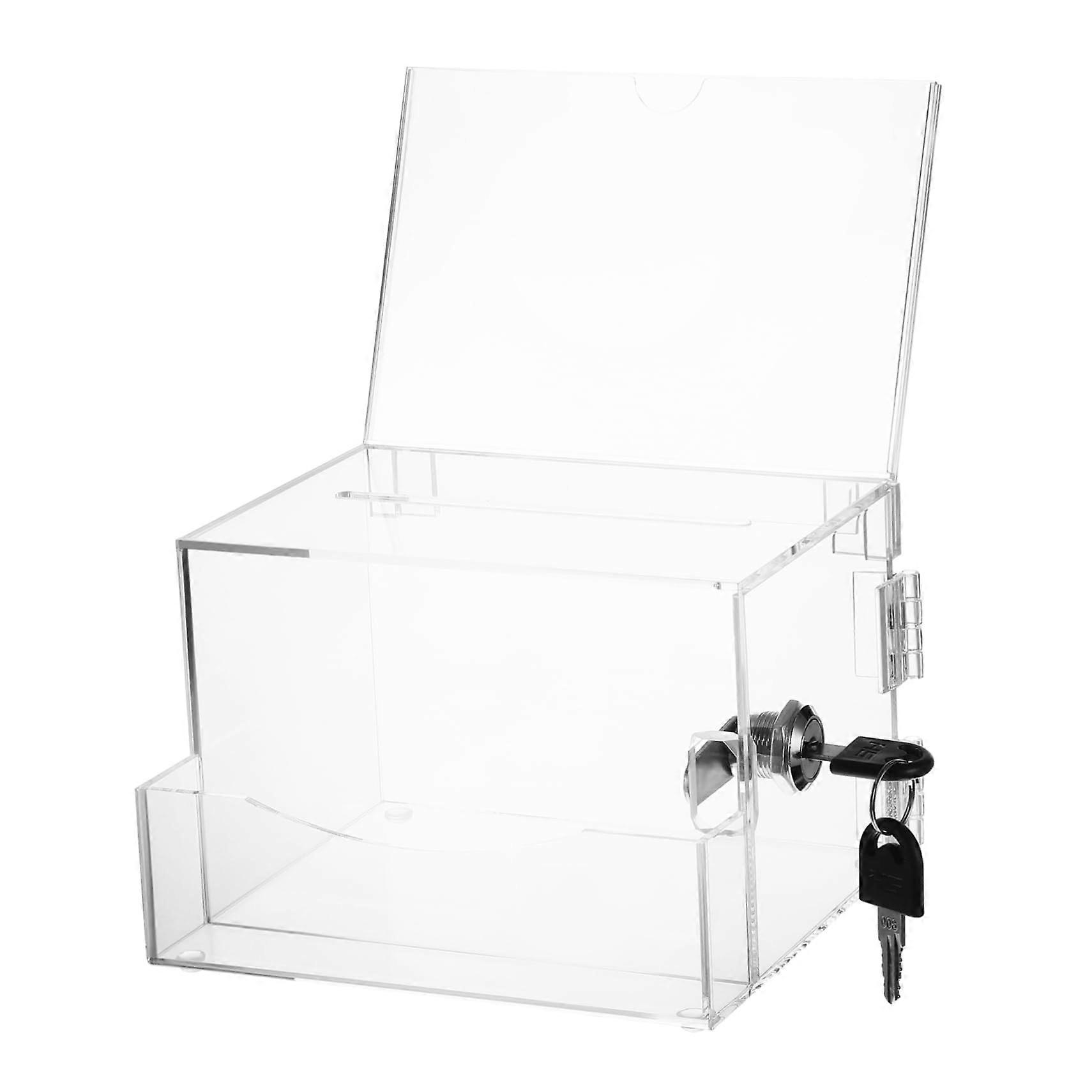 With Lock Suggestion Box Donation Box Secure Ballot Box For Public Use White 16.00X14.50X11.00CM
