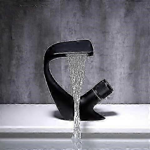 Hot And Cold Water Mixer Tap, Bathroom Sink Faucets, Black Faucet, Single Hole Crane, Deck Mounted Basin Faucet, Chrome Finish