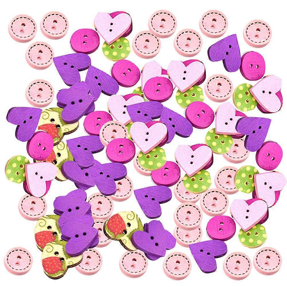 Floral Button Diy Wood Button Flower Shape Buttons For Sewing Clothes Shoes Mixed Color Mixed Style 100Pcs
