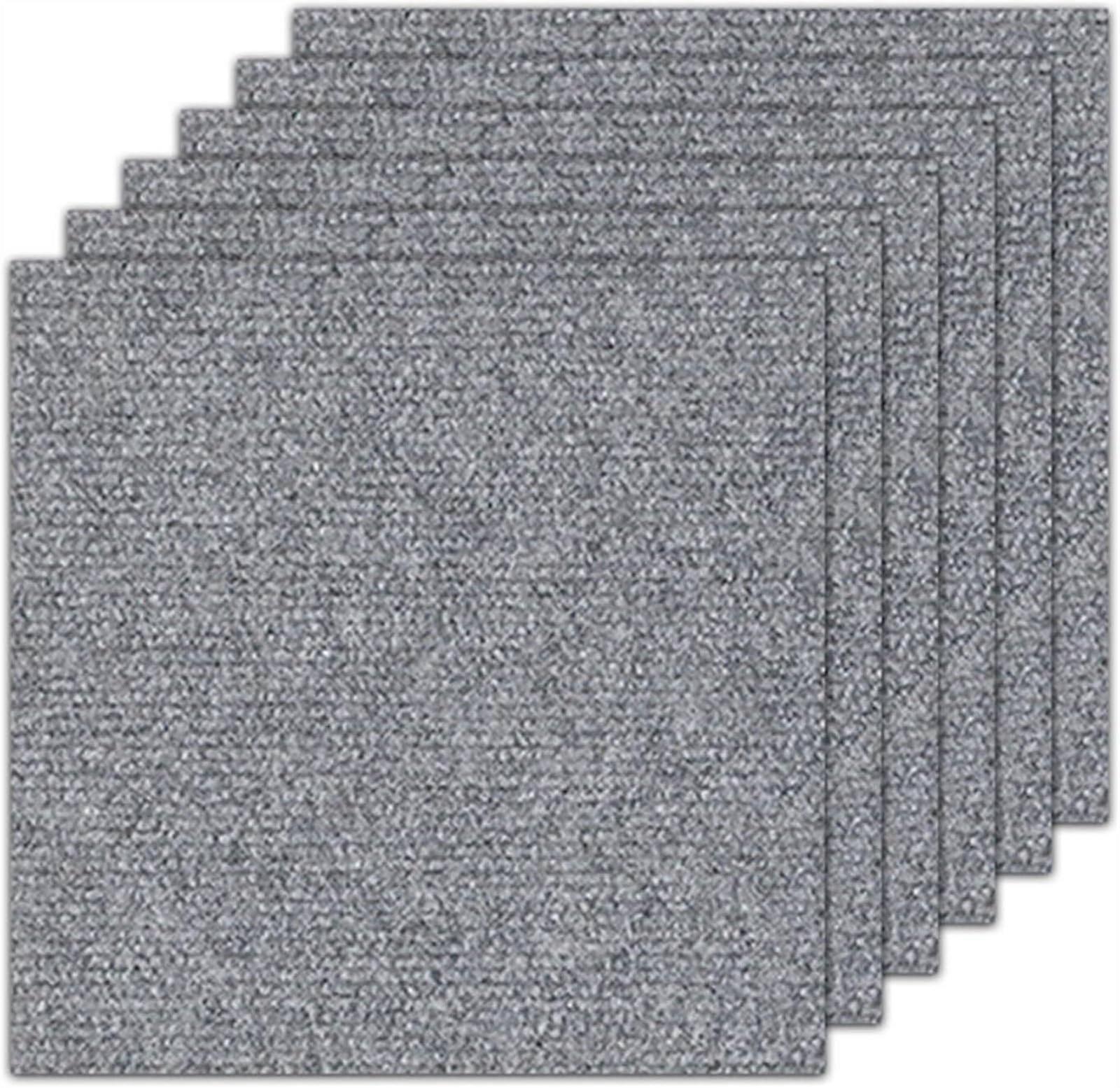 Selfadhesive carpet tiles, 6 pieces, peelandstick, removable, durable, dark gray, 30x30cm