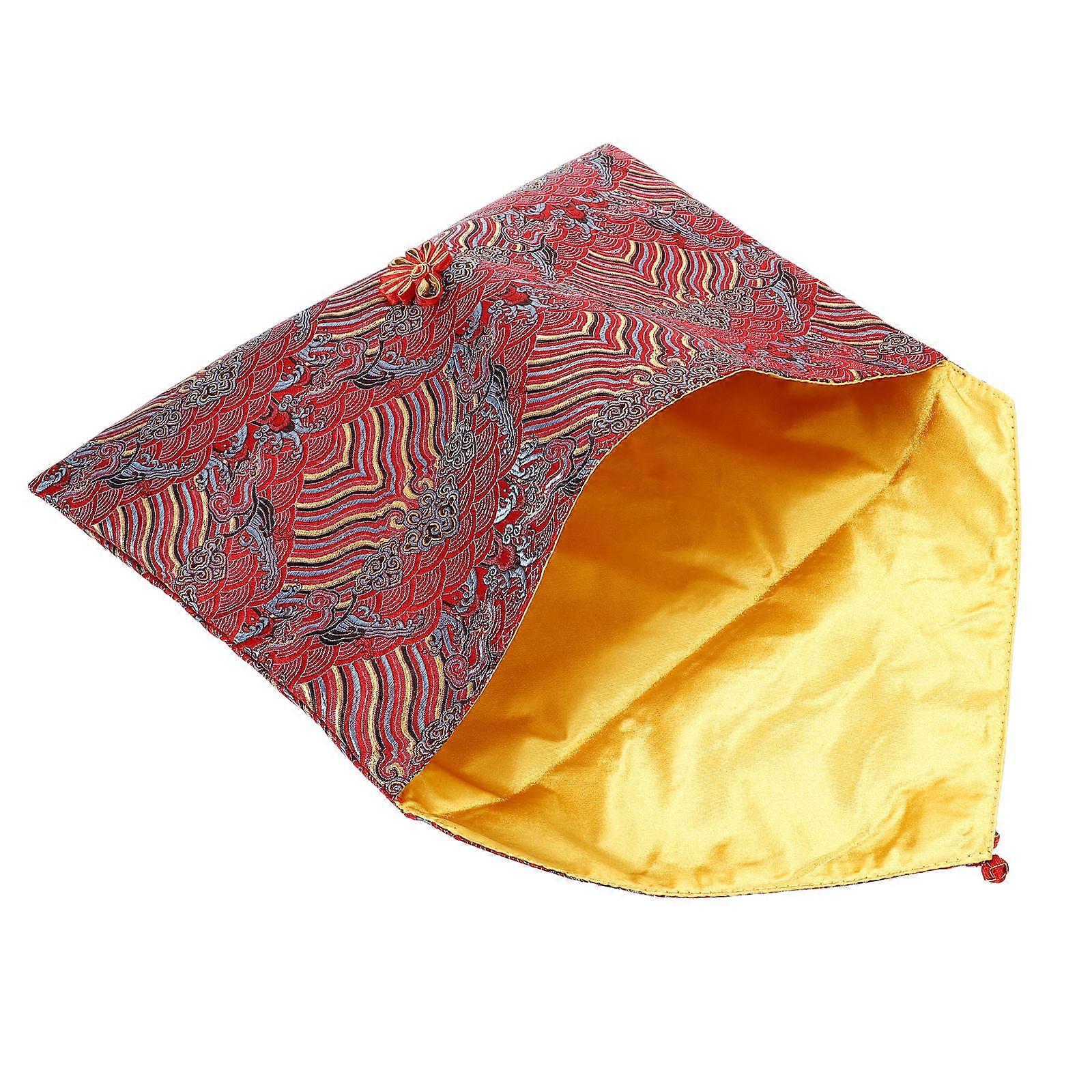 Stylish Thickened Cloth Brocade Bag with Festive Embroidery, Lightweight Storage Pouch for Travel, Office & Religious Use – Ideal for Buddhist