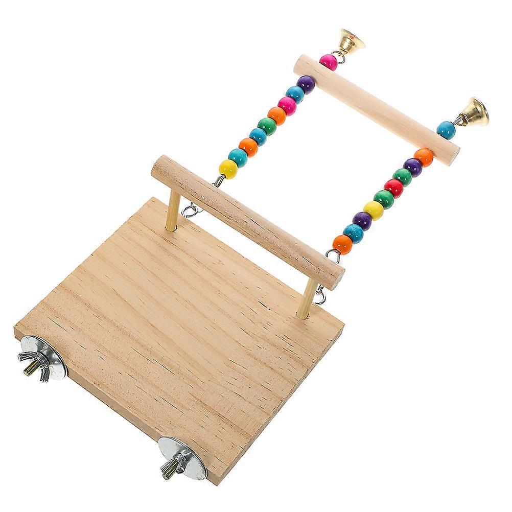 Parrot Perch Stand Bird Perch Cage Toy Wooden Platform Exercise Chewing Standing Resting Playing Multi 24.00X14.00X12.00CM 1Pack
