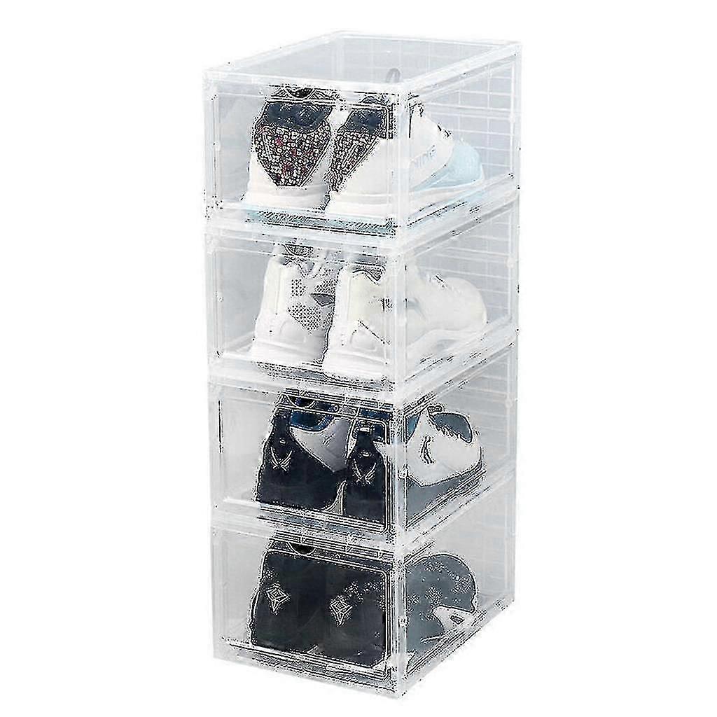 Shoe Box Stackable 4pcs, Shoe Box Clear Shoe Storage Box Foldable
